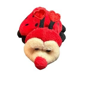 Russ Berrie Ladybug Plush Heart Antennae Red Black Polka Dot Bean Bag Toy 4056
